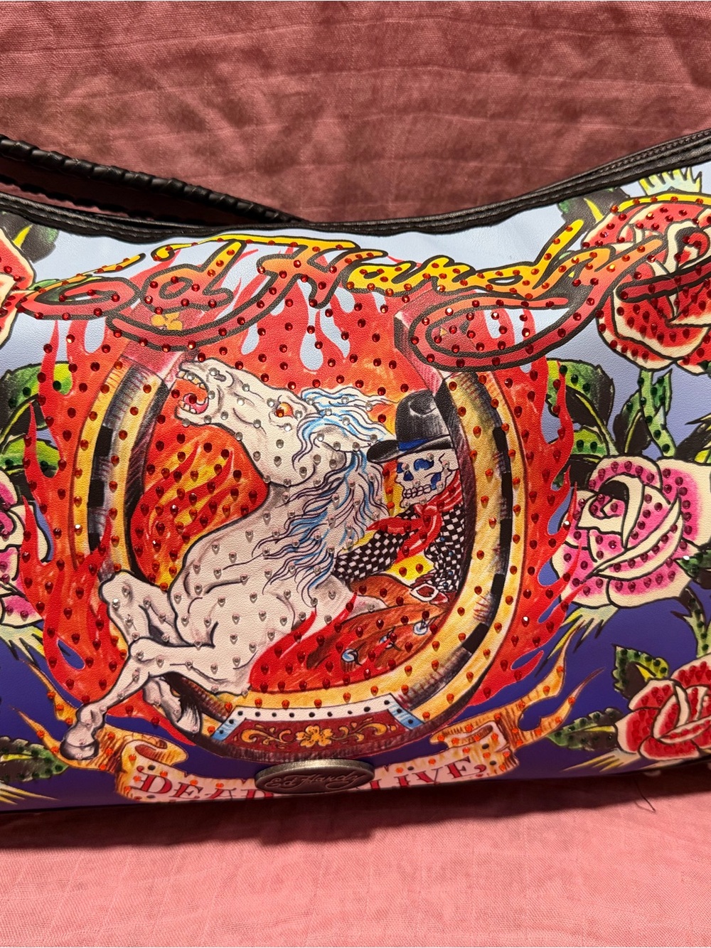 Colorful dead alive Ed hardy Horse Print Women's Shoulder Bag